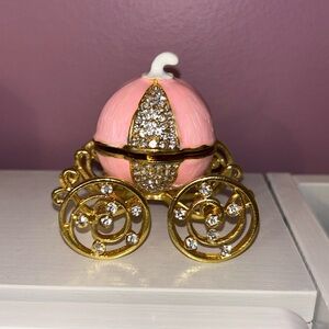 Pink pumpkin glitter Cinderella carriage jewelry holder ✨